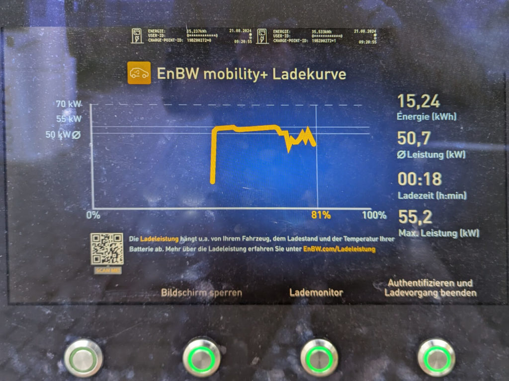 Ladekurve beim CCS-Laden: GWM Wey 05 kann mit bis zu 50 kW Laden.