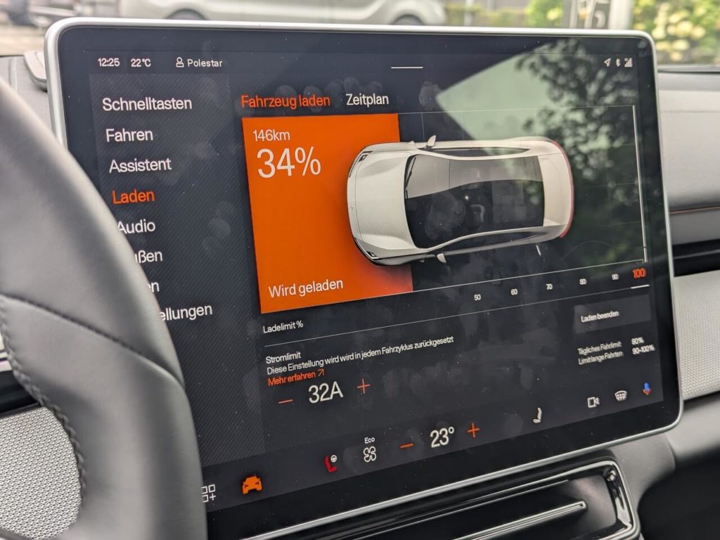 Batteriemanagement: Das Ladelimit in Prozent kann individuell über das Menü am Zentralbildschirm eingestellt werden.