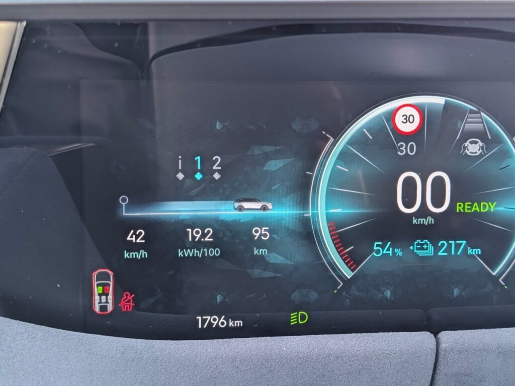 Durchschnittsverbrauch laut Bordcomputer beim FWD lag bei 19 kWh/100 km.